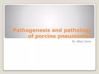 Pathogenesis and pathology of porcine pneumonias