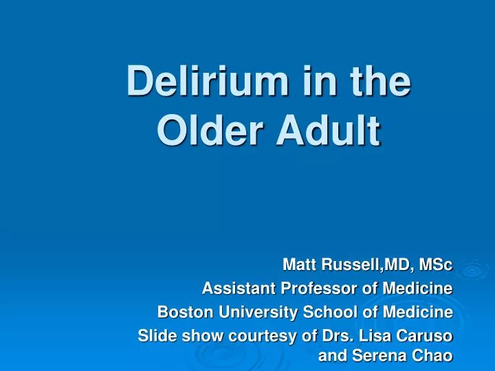 delirium in the older adult