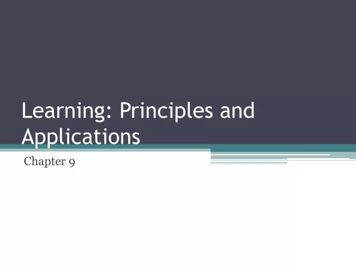 learning principles and applications