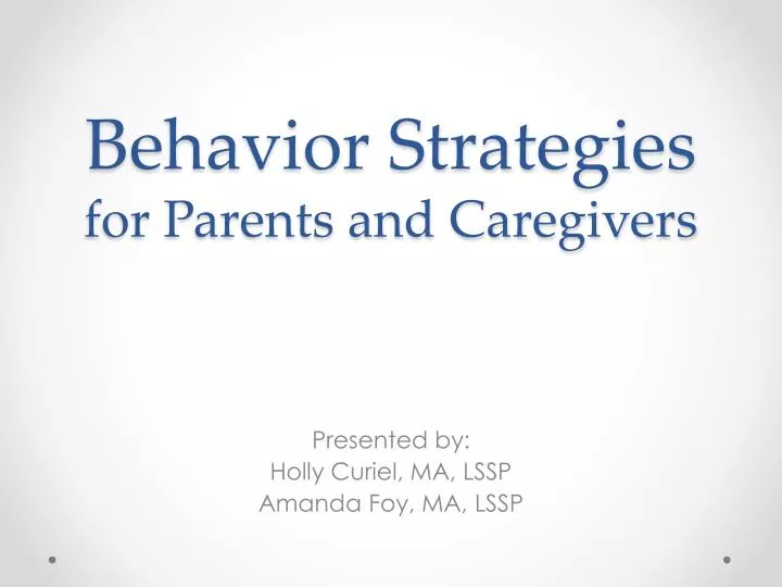 behavior strategies for parents and caregivers