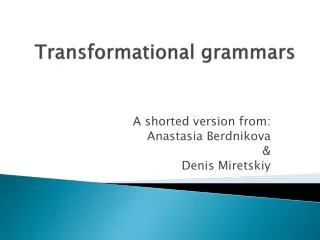 Transformational grammars