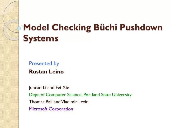 model checking b chi pushdown systems