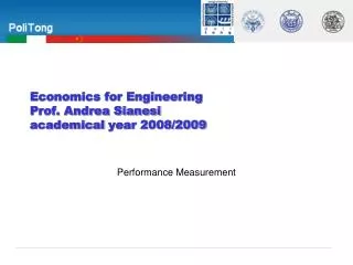 Economics for Engineering Prof. Andrea Sianesi academical year 2008/2009