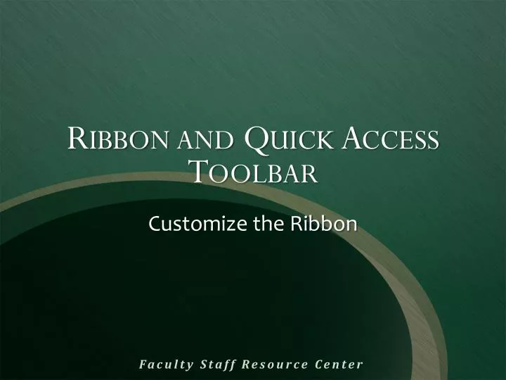 ribbon and quick access toolbar