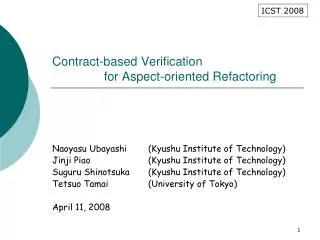 Contract-based Verification for Aspect-oriented Refactoring