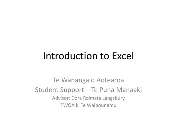 introduction to excel