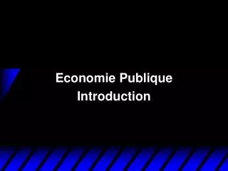 Economie Publique Introduction