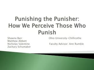 Punishing the Punisher: How We Perceive Those Who Punish