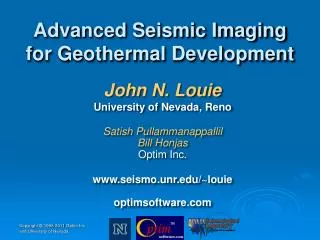 Advanced Seismic Imaging for Geothermal Development