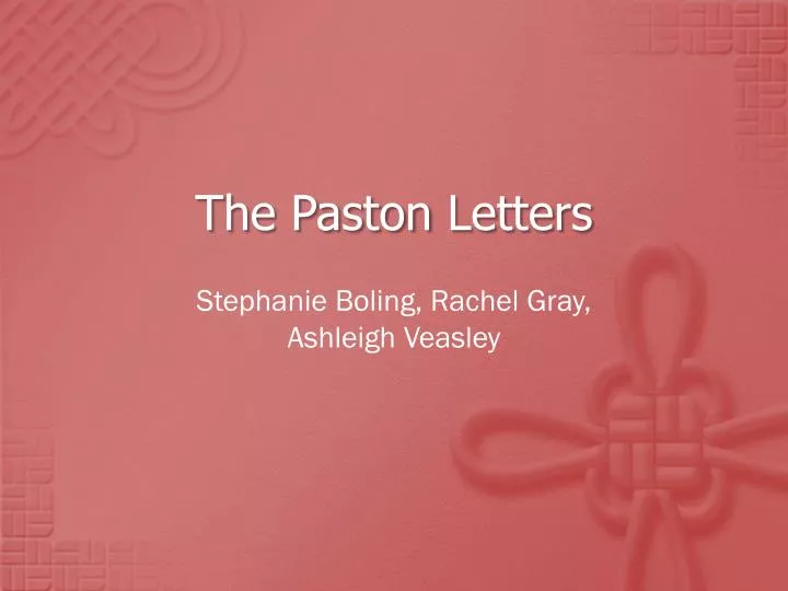 the paston letters