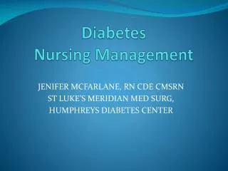 Diabetes Nursing Management