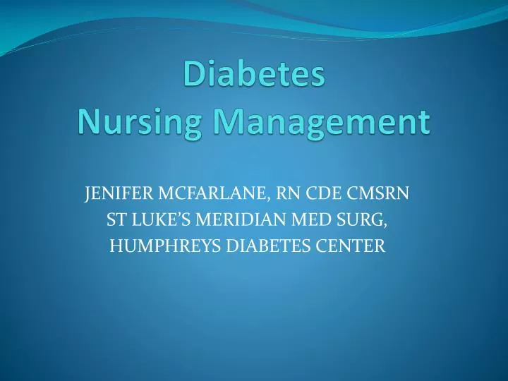 diabetes nursing management