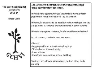 The Grey Coat Hospital Sixth Form 2013-14 Dress Code