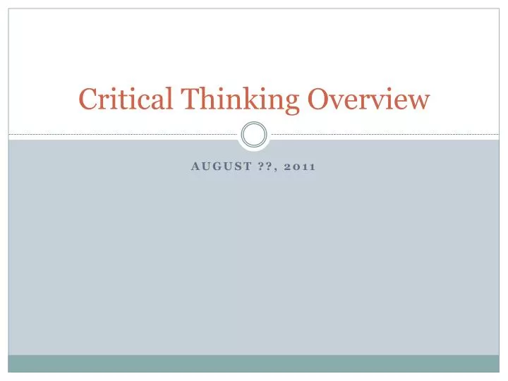 critical thinking overview