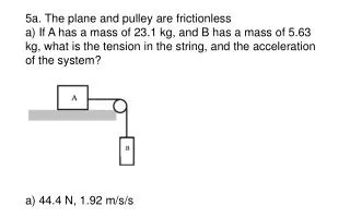 5a. The plane and pulley are frictionless