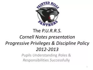 The P.U.R.R.S. Cornell Notes presentation Progressive Privileges &amp; Discipline Policy 2012-2013