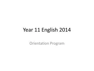 Year 11 English 2014