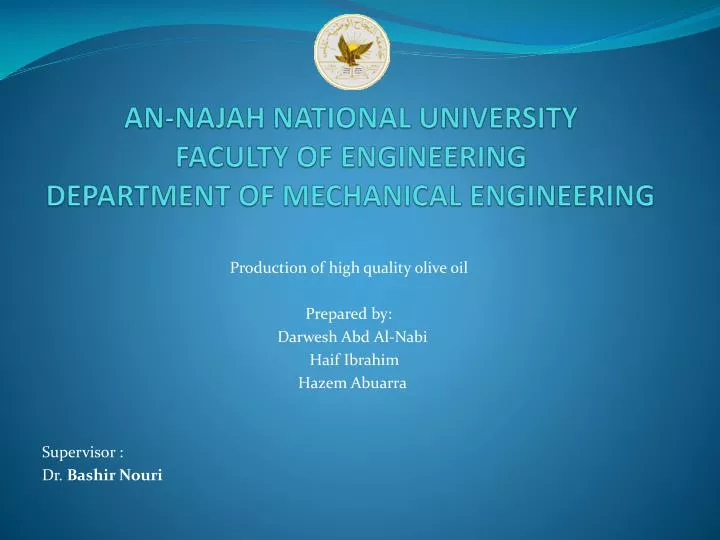 an najah national university faculty of engineering department of mechanical engineering