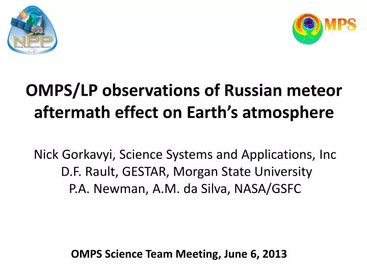 omps lp observations of russian meteor aftermath effect on earth s atmosphere