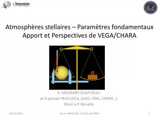 Atmosphères stellaires – Paramètres fondamentaux Apport et Perspectives de VEGA/CHARA