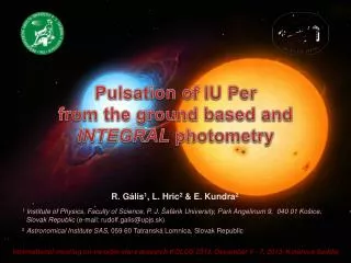 Pulsation of IU Per from the ground based and INTEGRAL photometry