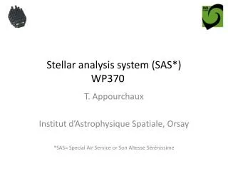 Stellar analysis system (SAS*) WP370