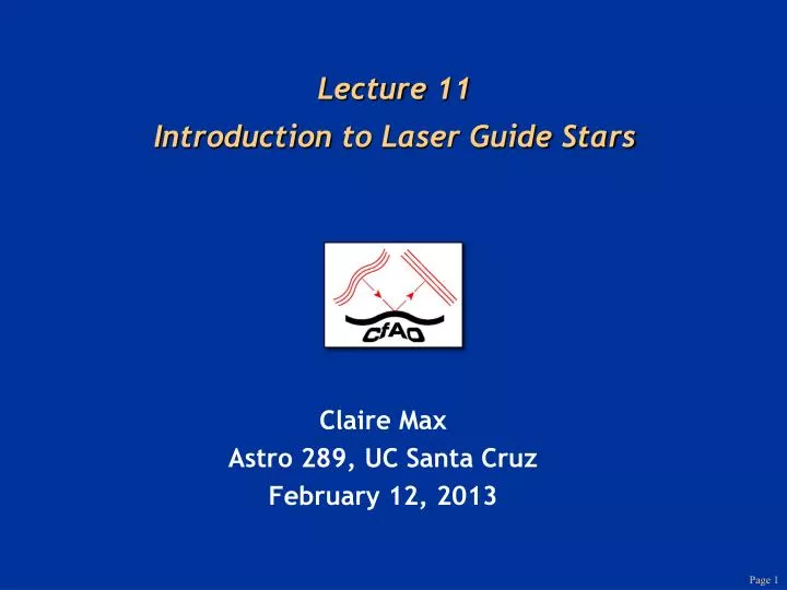 lecture 11 introduction to laser guide stars