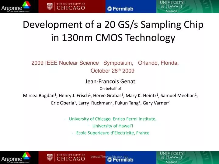 development of a 20 gs s sampling chip in 130nm cmos technology