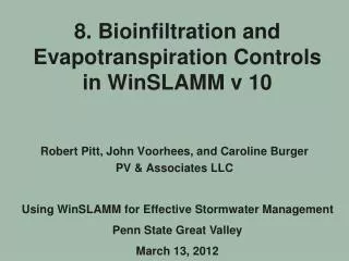 8. Bioinfiltration and Evapotranspiration Controls in WinSLAMM v 10