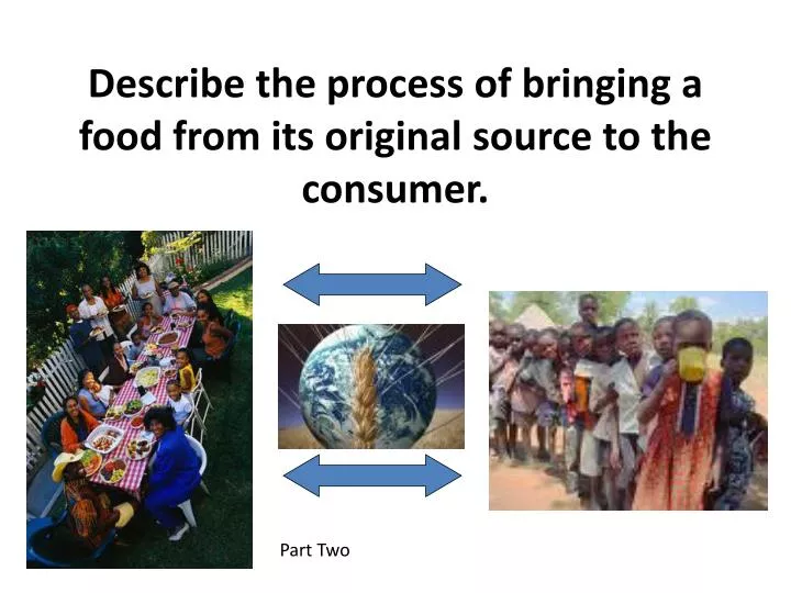 describe the process of bringing a food from its original source to the consumer