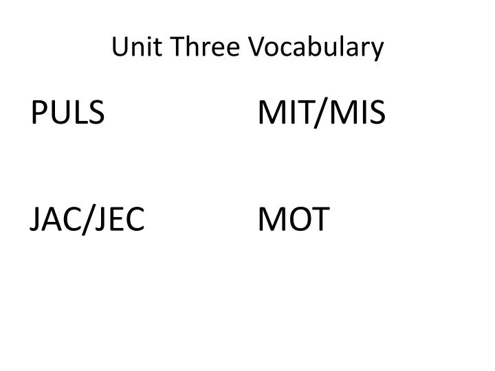 unit three vocabulary