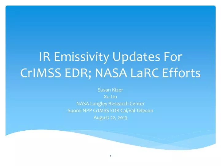 ir emissivity updates for crimss edr nasa larc efforts