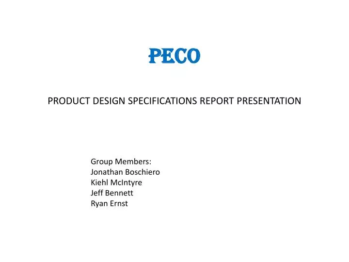 peco product design specifications report presentation