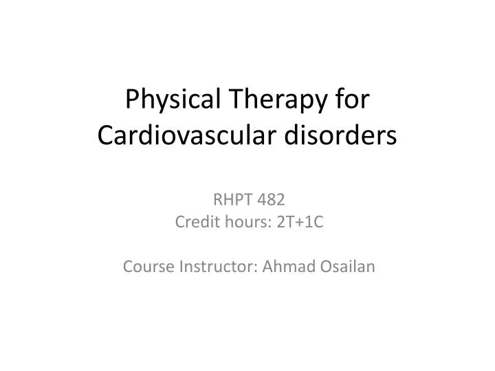 physical therapy for cardiovascular disorders