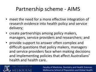 Partnership scheme - AIMS