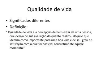 qualidade de vida