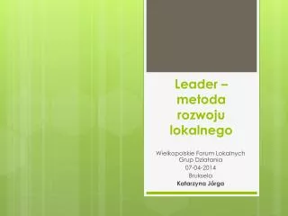 Leader – metoda rozwoju lokalnego