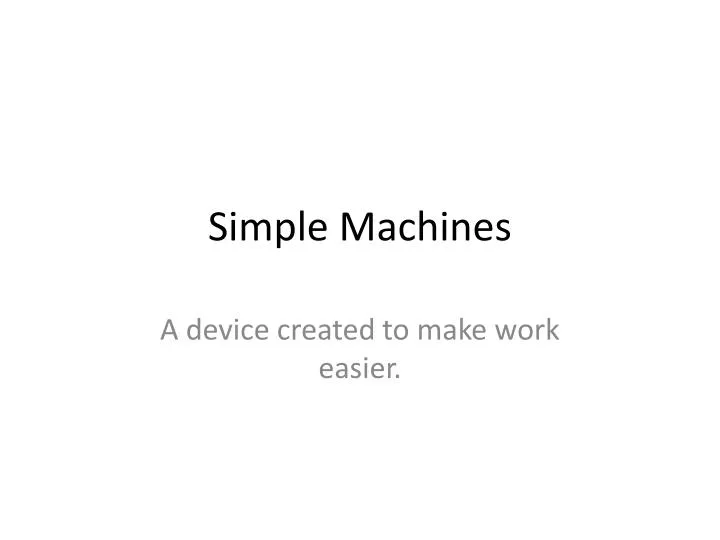 simple machines