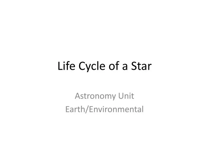 life cycle of a star