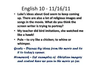 English 10 - 11/16/11