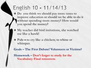 English 10 - 11/14/13