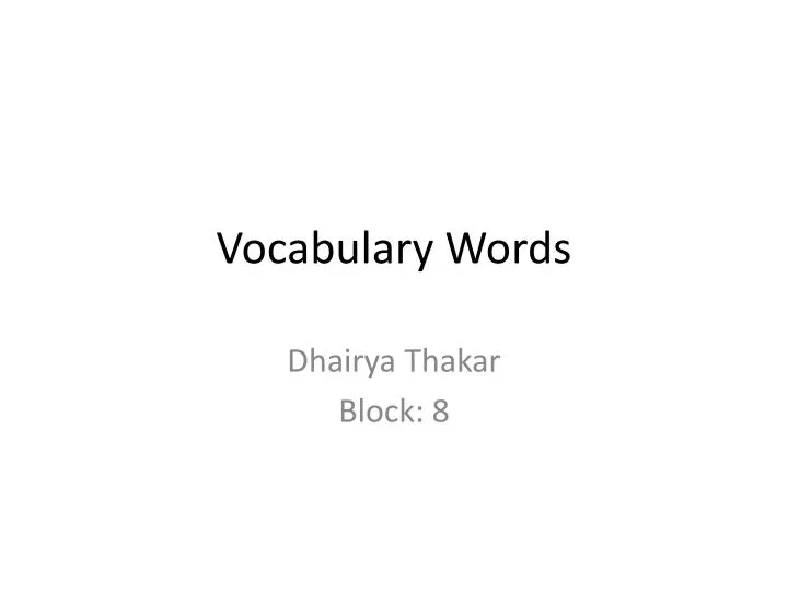 vocabulary words