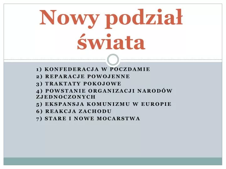 nowy podzia wiata