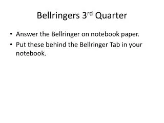 Bellringers 3 rd Quarter