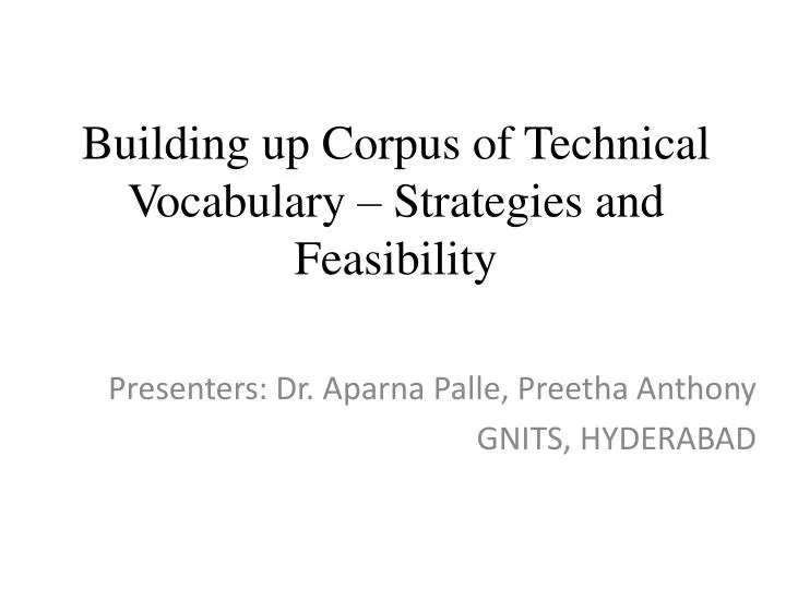 building up c orpus of t echnical v ocabulary strategies and feasibility