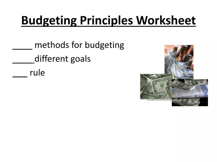 budgeting principles worksheet