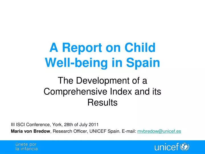 a report on child well being in spain