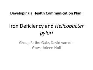 Iron Deficiency and Helicobacter pylori
