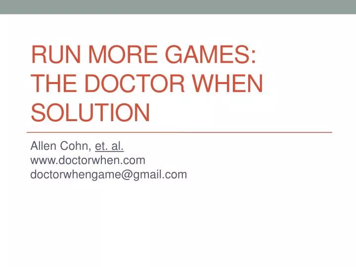 run more games the doctor when solution