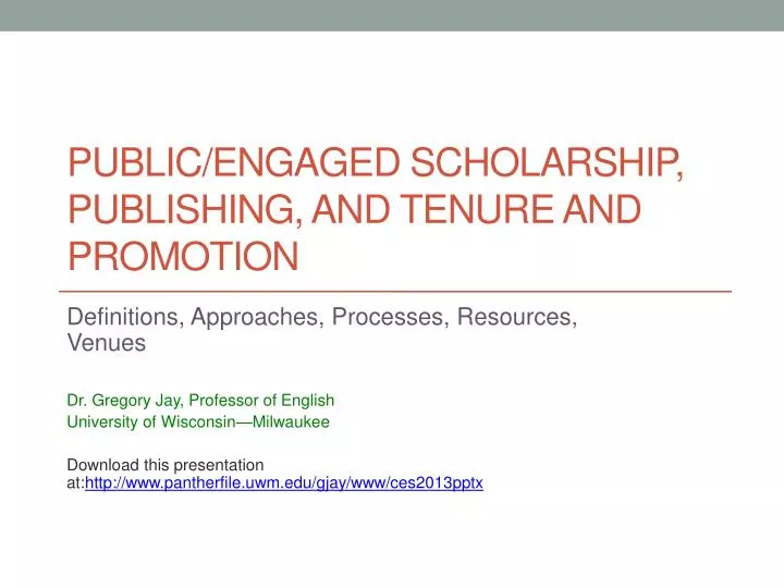 public engaged scholarship publishing and tenure and promotion